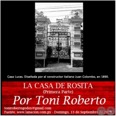 LA CASA DE ROSITA (Primera Parte) - Por Toni Roberto - Domingo, 13 de Septiembre de 2020